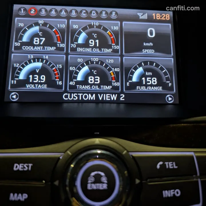 Live CAN-bus data on the MFD: coolant and oil temperatures