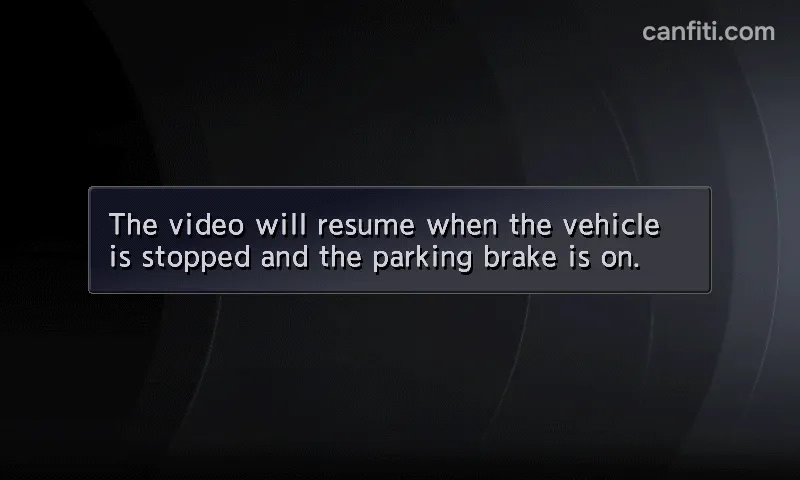 Stock message: the video will resume when the vehicle is stopped and the parking brake is on